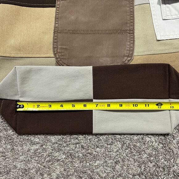 Handmade Bag Patchwork Denim Tote Bag Shoulder Bag Canvas Workwear 13x5.5x16 - Picture 9 of 11